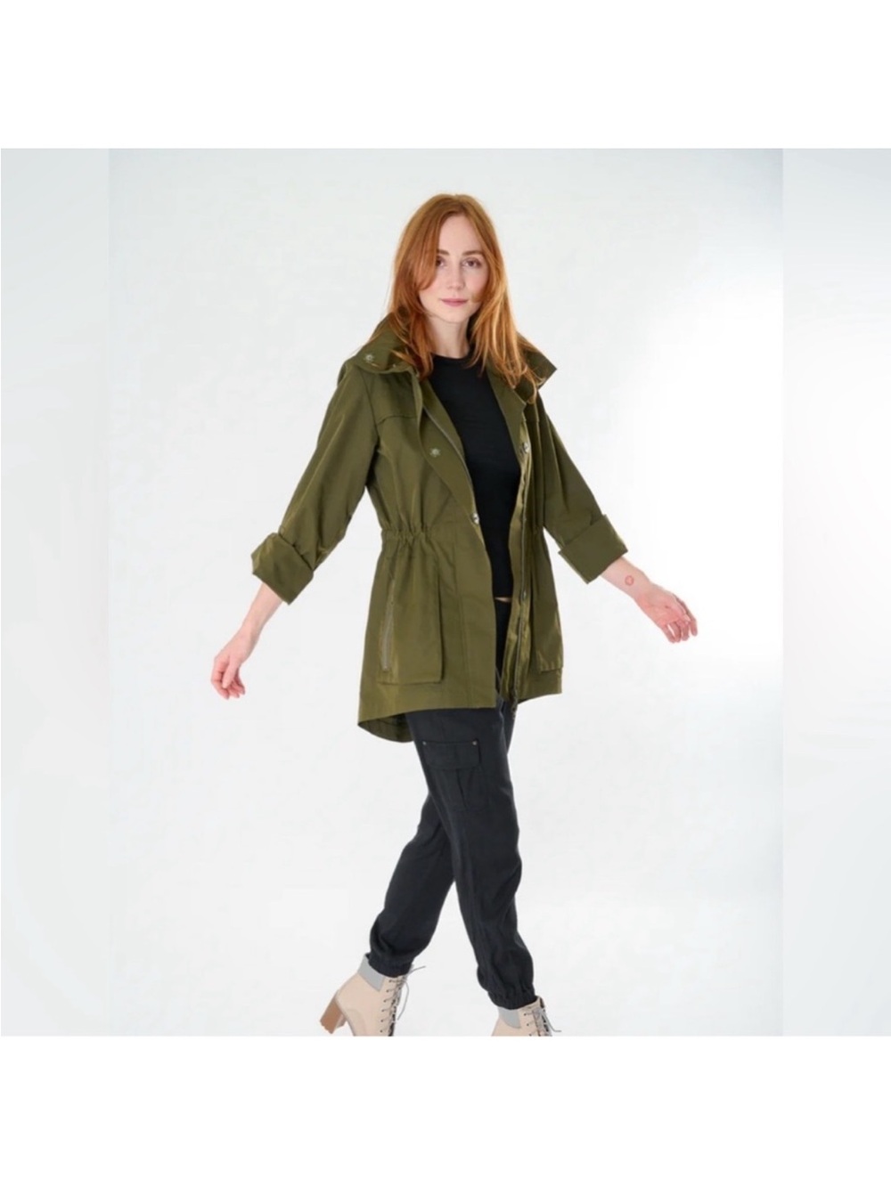 ANORAK Olive Green Women's Anorak Trench Coat